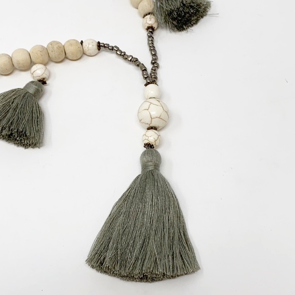 Suzie Blue Beaded and Tassel Necklace - Picture 5 of 6